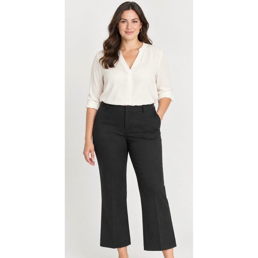 J.Crew Kaya Black cropped wide leg trouser Carreman Fabric Dress Pants Women 18